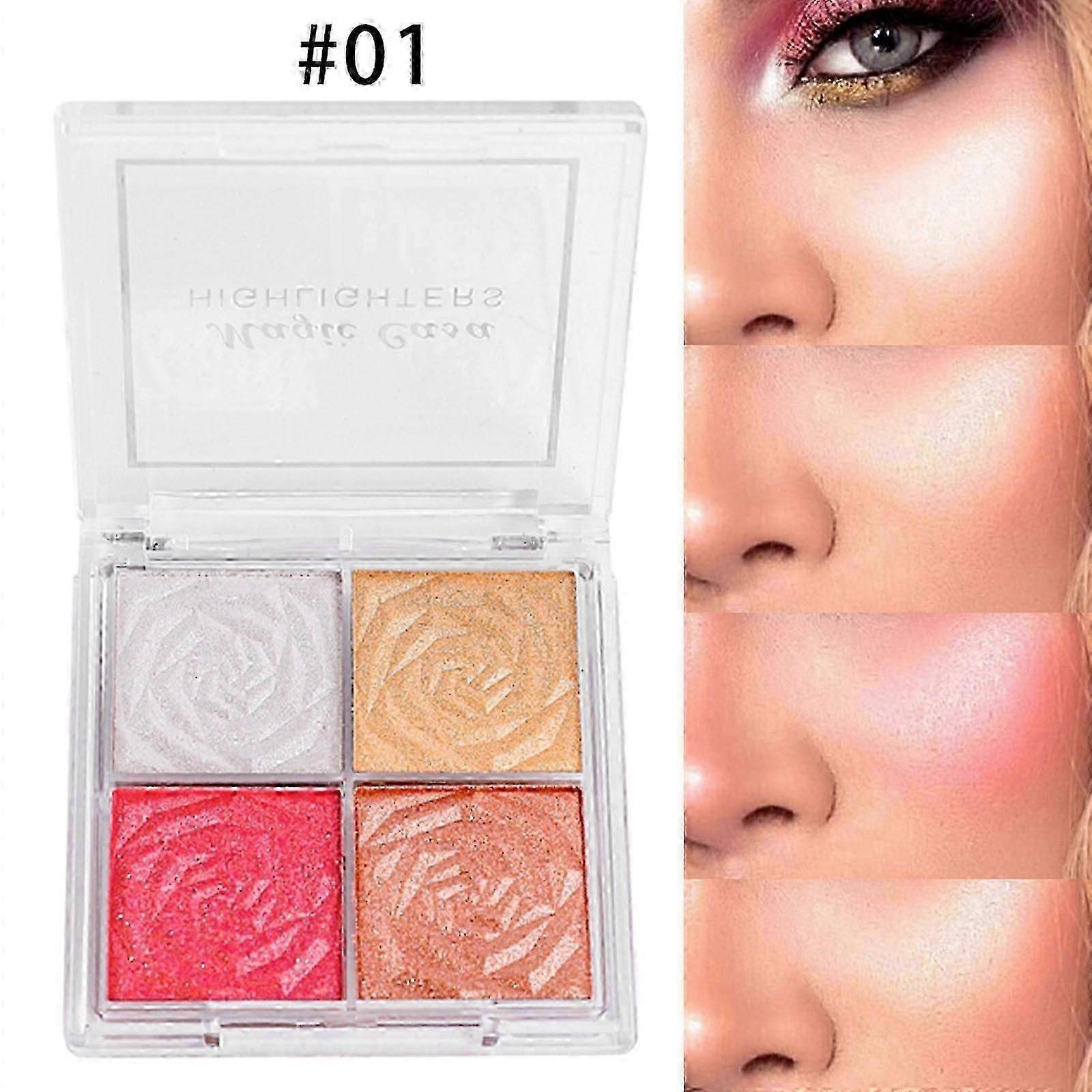 4-color High Gloss Eye Shadow Powder Blusher For Beautifying And Br...