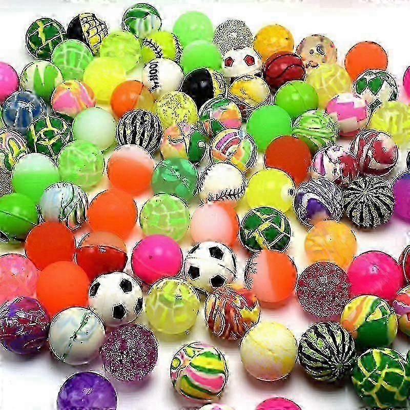 100-Piece 32mm Assorted Bouncing Balls - Safe Durable Plastic for Endless Fun