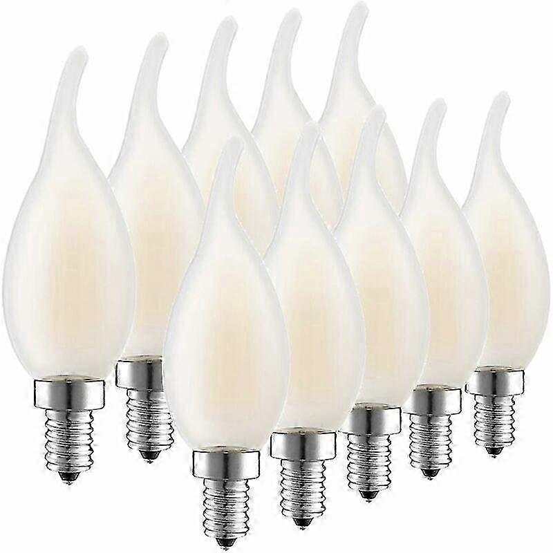 10pcs E14 LED Dimmable Filament Bulb, Set of 10 Flame Bulbs, 4 Watts Consumption 40W Incandescent Equivalent, 2700K Warm White and 400LM, 360 Beam Ang