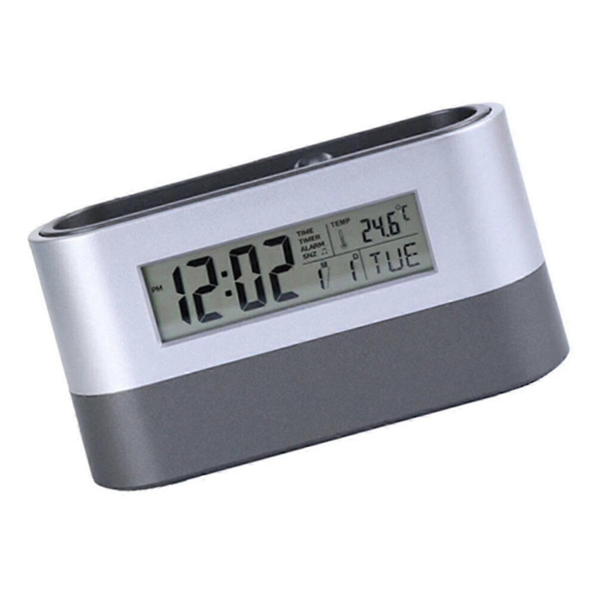 Silent Alarm Clock,Table Clock,Electronic Digital Pen Holder,Tools Name Card Holder,Calendar Temperature Display Timer