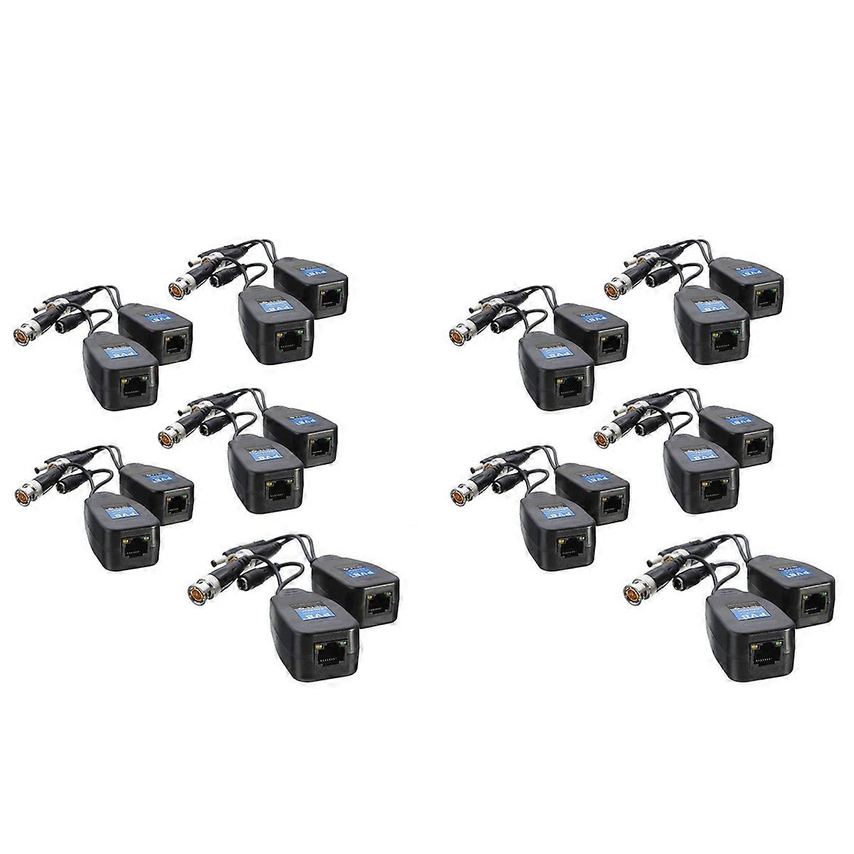 10Pairs CCTV Coax BNC Video Power Balun Transceiver to CAT5E 6 RJ45 Connector Coaxial/Analog HD Twis