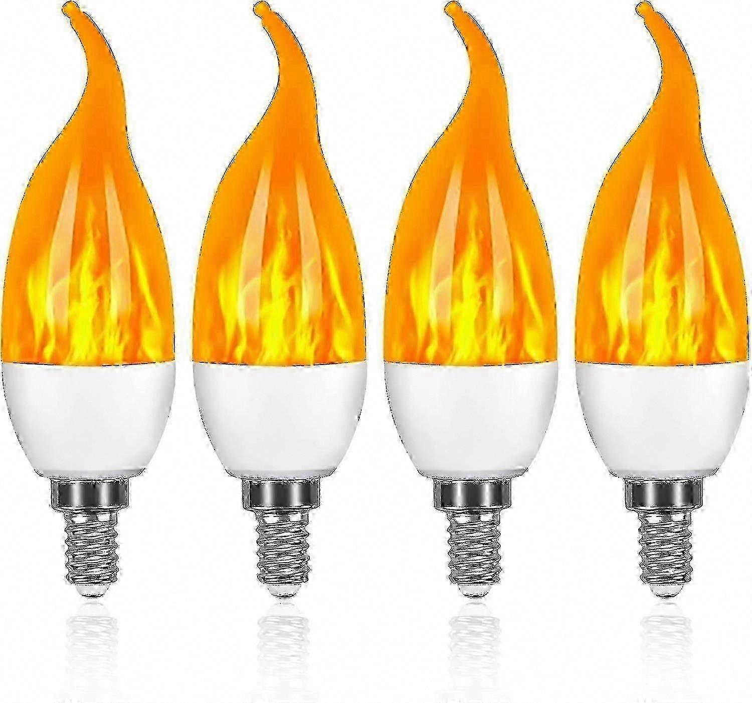 4 Pack 3W E14 LED Flame Effect Bulb with 3 Lighting Modes, Decorative Light Bulb