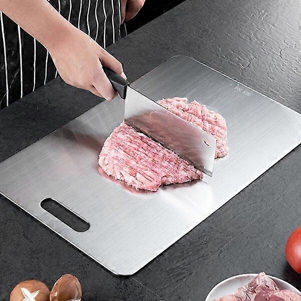 Stainless steel titanium alloy cutting board, lightweight, portable and double-sided, efficiently completes cooking