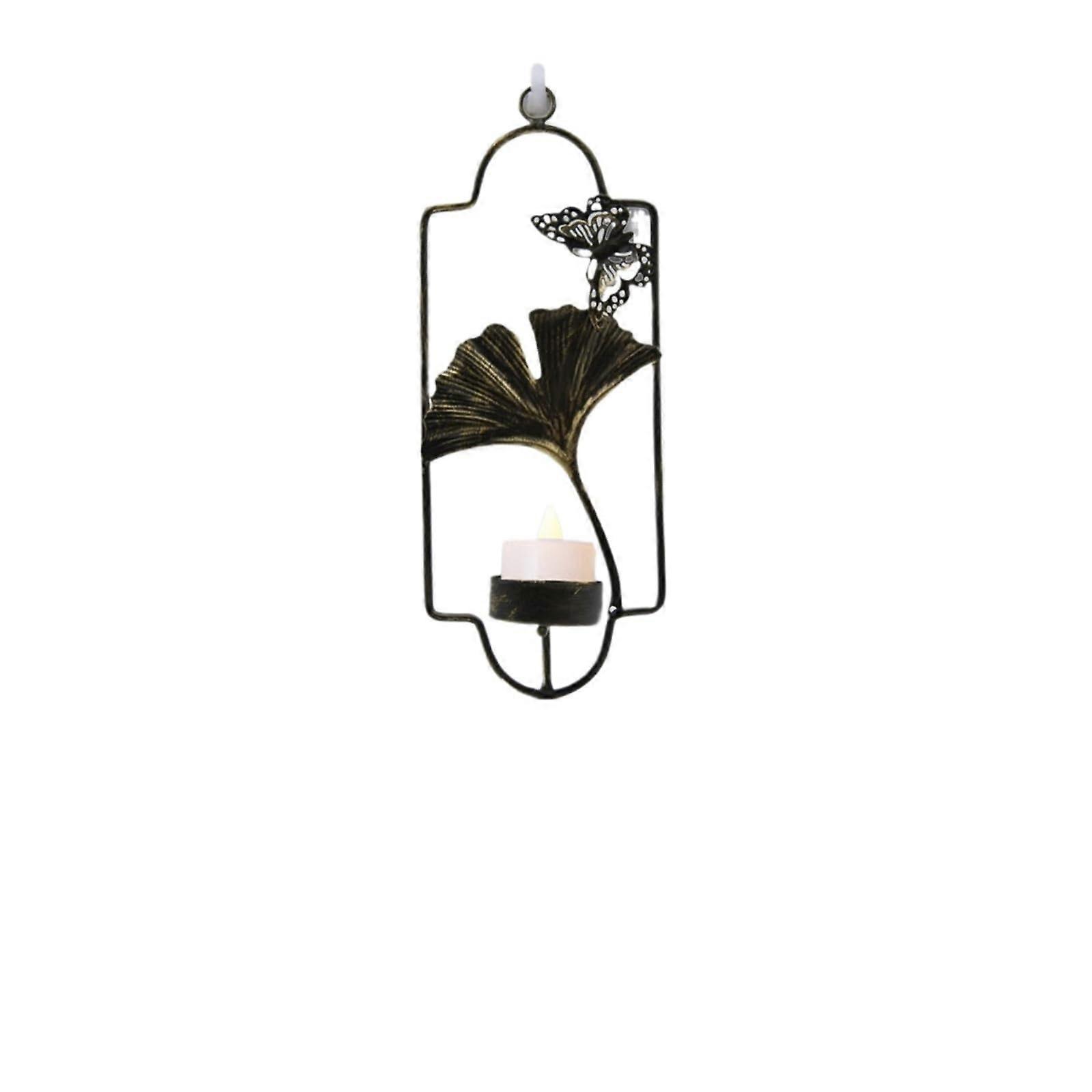 Wall Candle Holders TwoPiece Set Decorative Hanging Wall Sconce Candlestick Holder Black Ginkgo