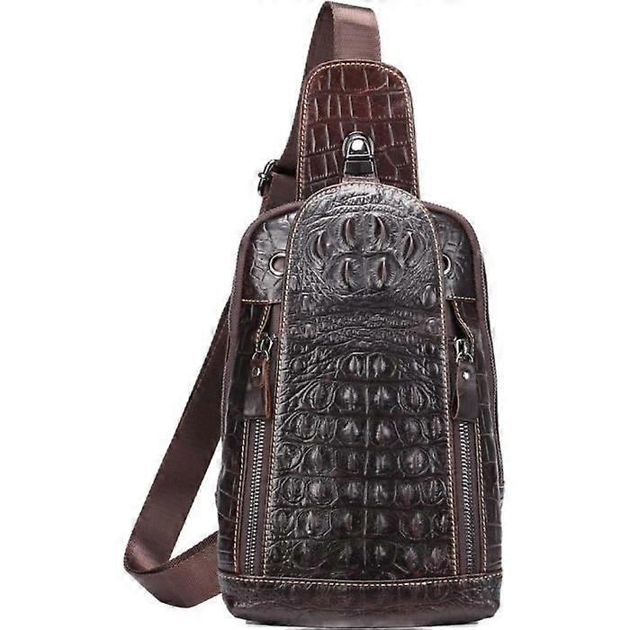 Shoulder Bag - Genuine Leather - Crocodile Pattern - Waterproof - Multi-pockets - 17x7x27cm