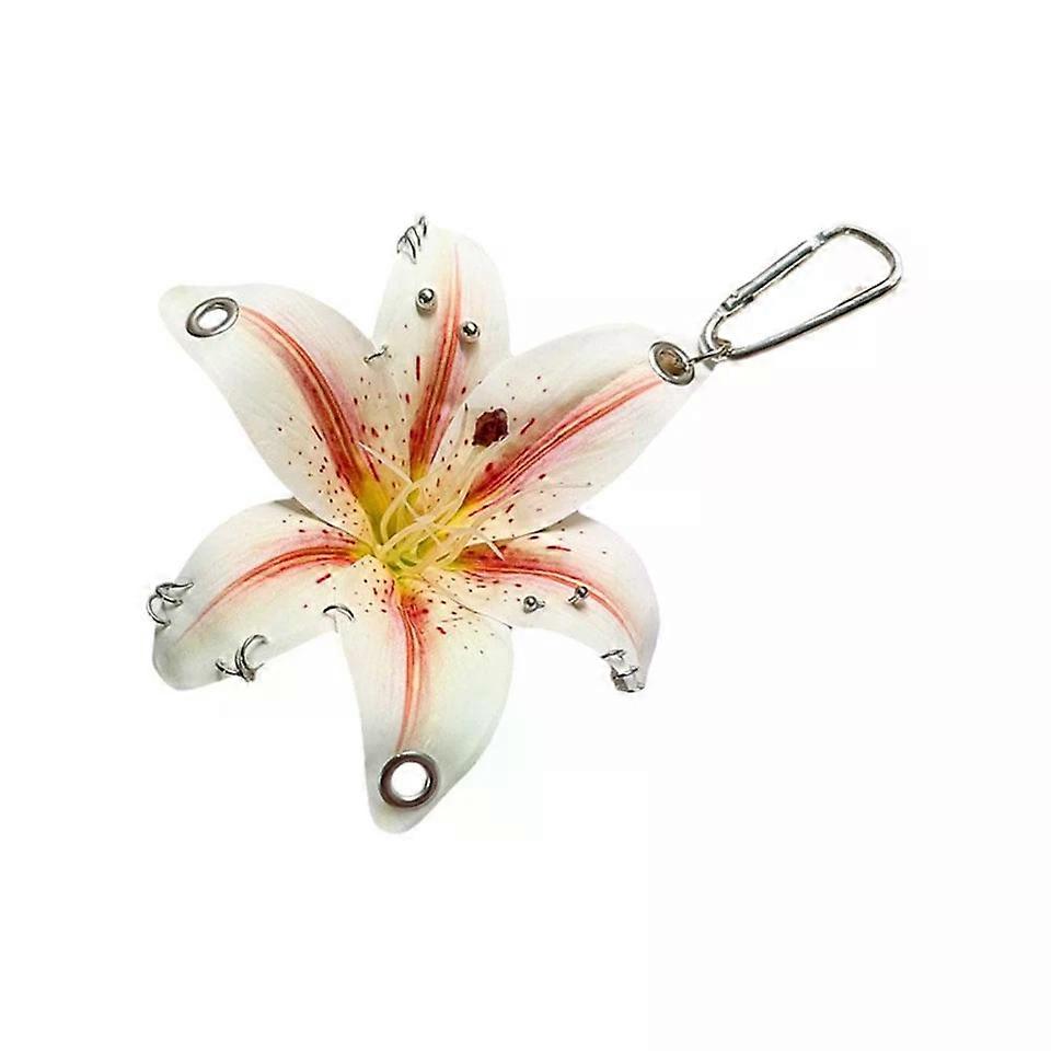 Lily Keychain, Simulation Flower Design, Alloy + Cloth, 11x10cm, Lightweight Portable Hanging Pendant for Bags Keys