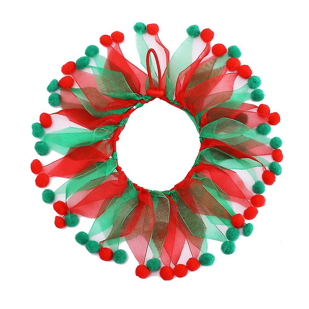 Christmas Pet Collar Red Green Collar Adjustable (l(45cm))