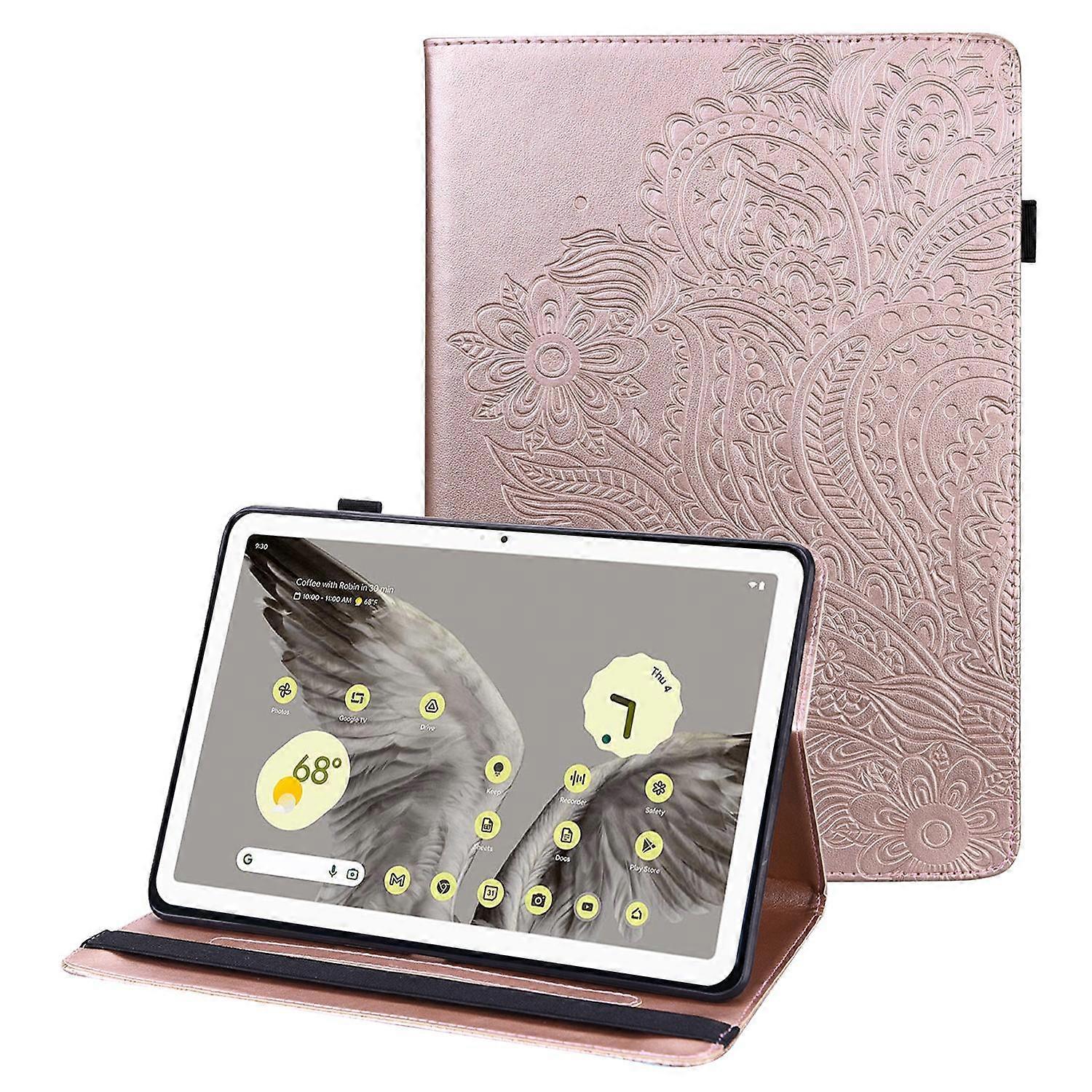 For Google Pixel Tablet PU Leather Tablet Case Card Holder Pattern Imprinted Protective Cover with S