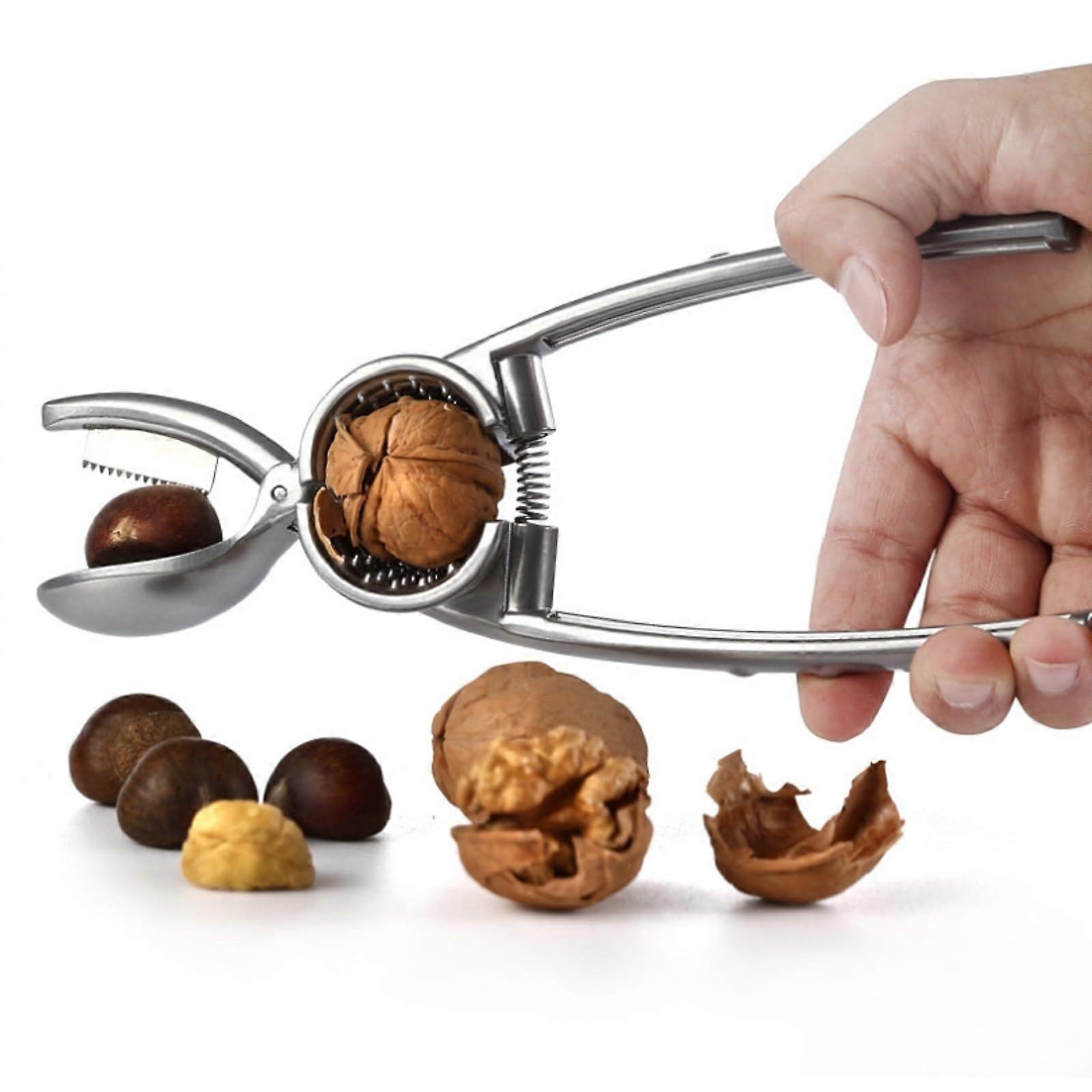2 In 1 Multifunctional Metal Chestnut Cracker, Walnut Opener Pliers, Chestnut Sheller, DualUse Peeling Tool Grey