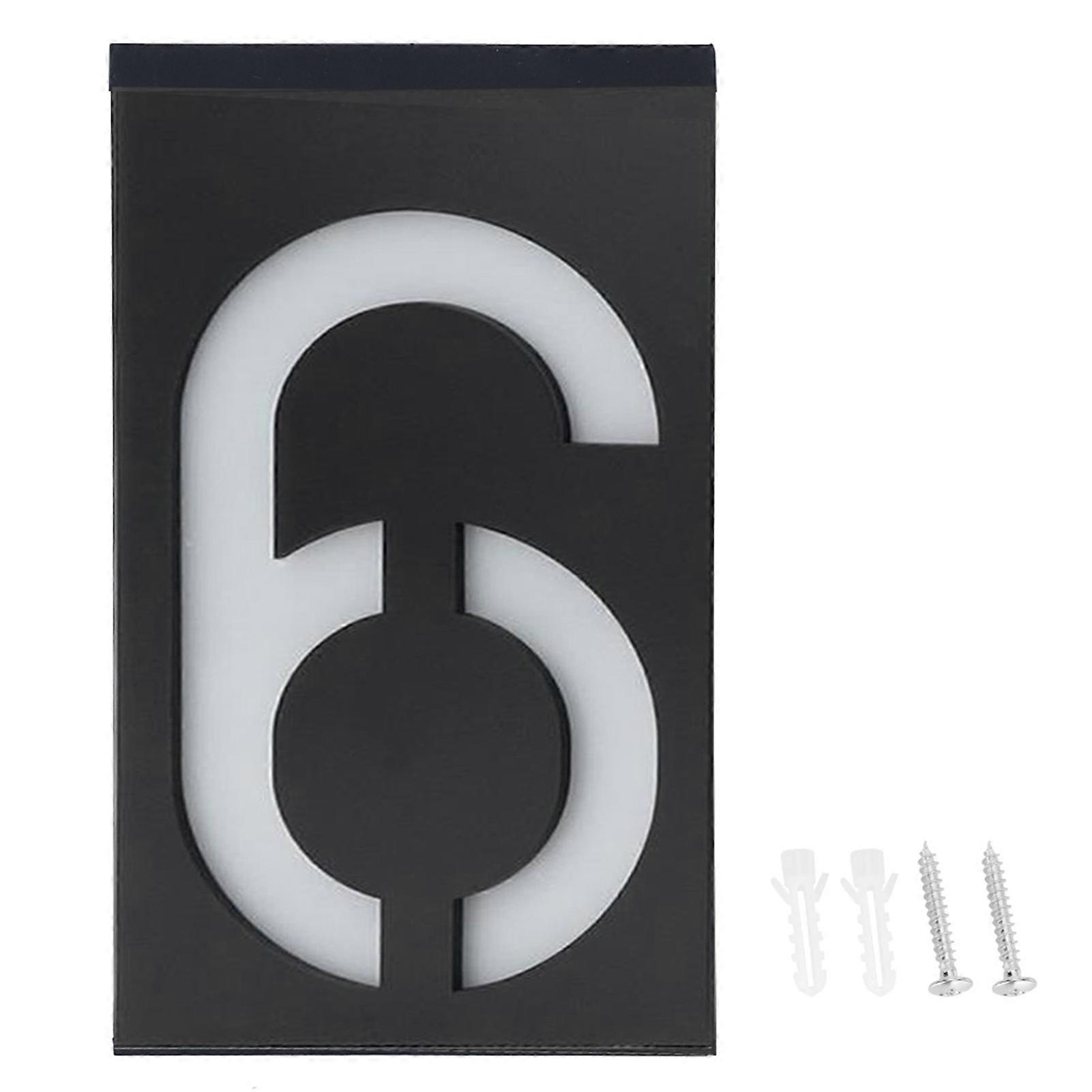 Panneau lumineux LED solaire d'extérieur, éclairage de porte d'hôtel, de magasin, de maison, d'adresse (numéro 6)
