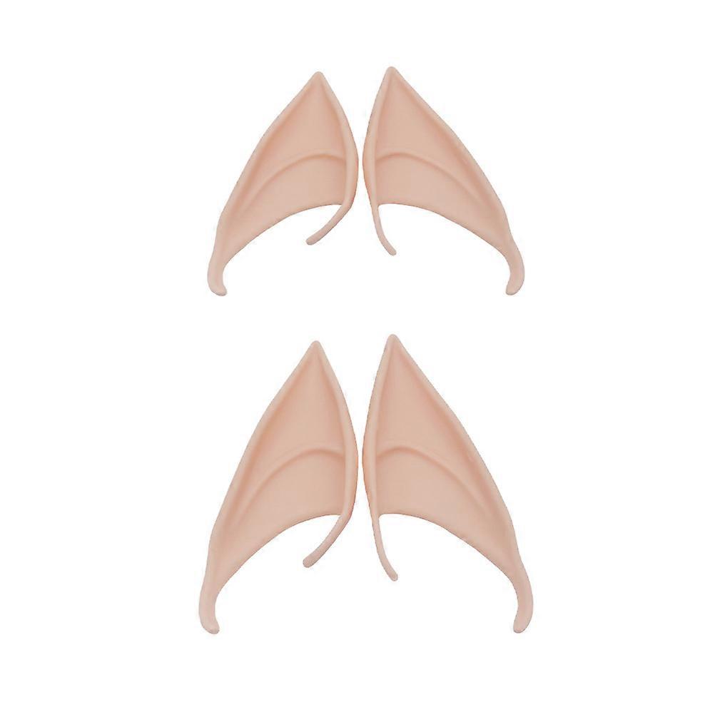 Cosplay Ear Prop Pointed Ears Props for Costume Party Beige Silicone 2 Pairs