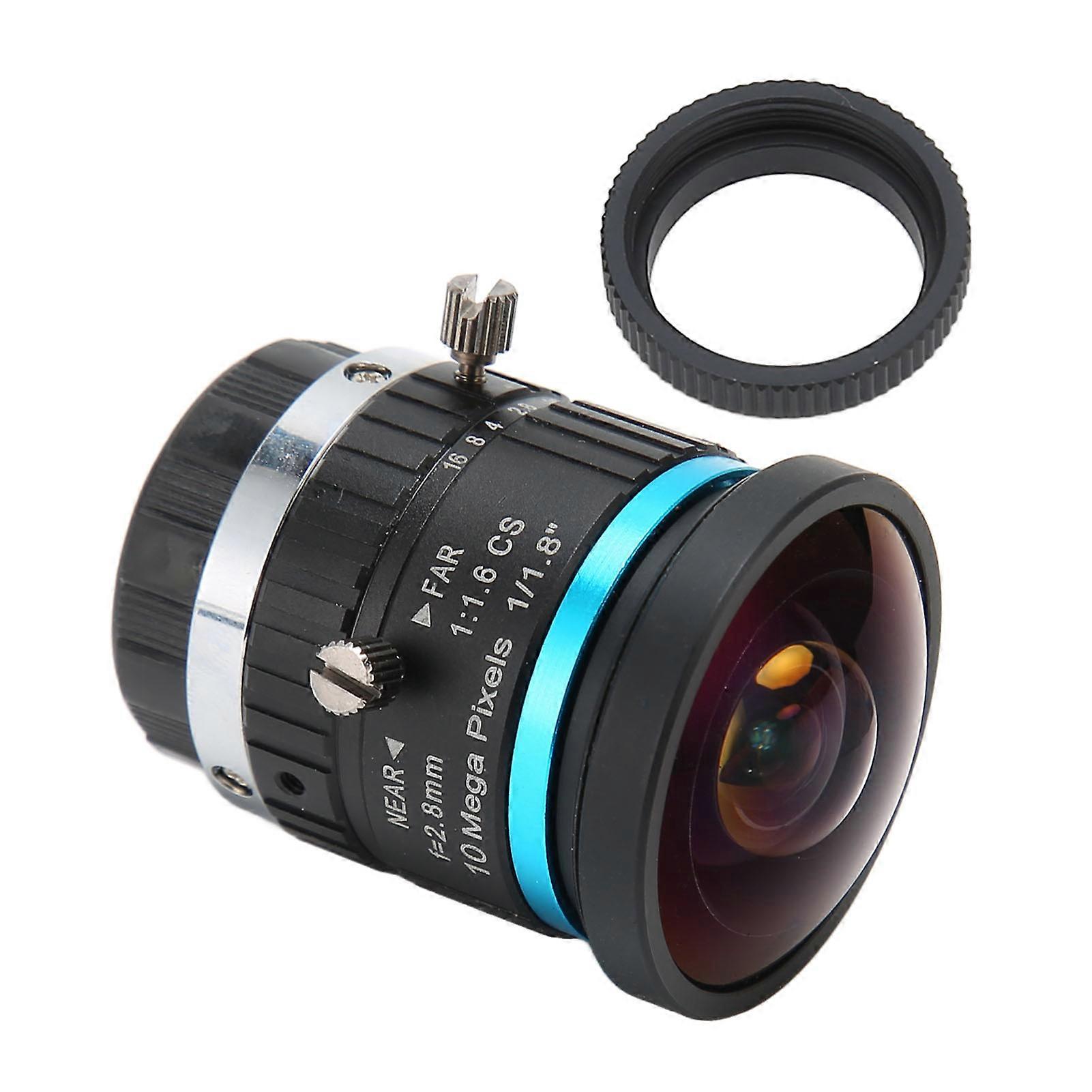 Objectif à monture CS 10 MP, focale 2,8 mm, mise au point manuelle à iris, faible distorsion, pour caméra de vidéosurveillance industrielle