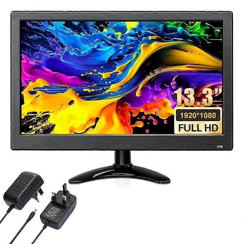 RX-103B 13.3-Inch Security Monitor 1920x1080 LED Display with Remote Control - UK Plug