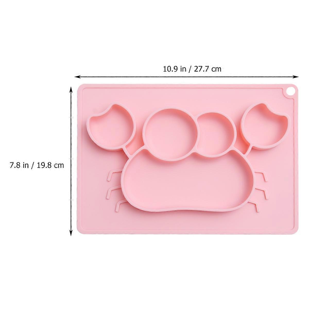 Silicone Crab Shape Dining Tray for Eating Food Use One-Piece Suction Cup Plate Pink