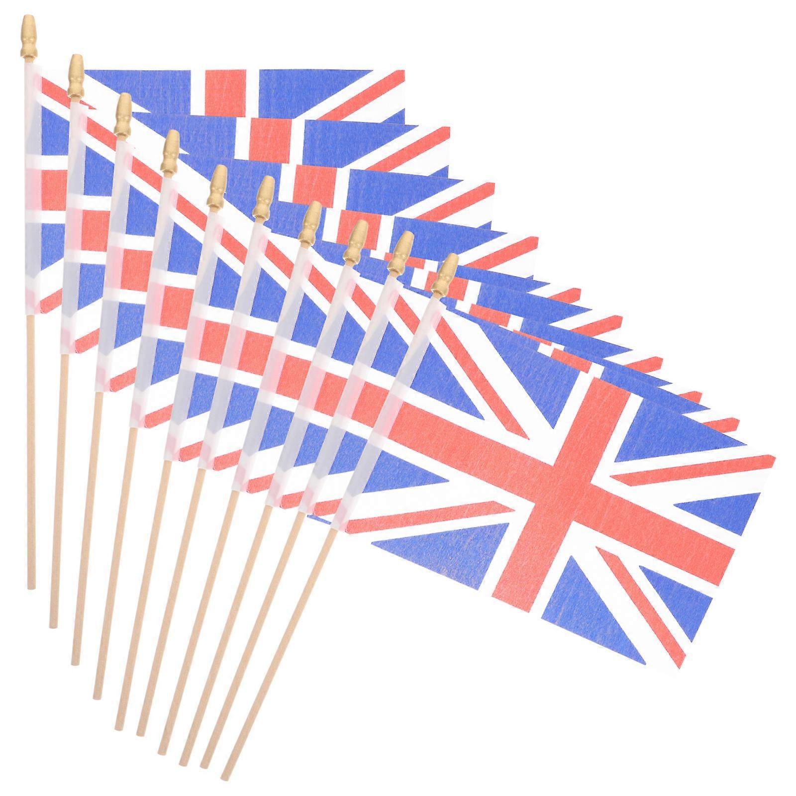 Union Jack Handheld Flags for Decoration 10Pcs Decorative Set