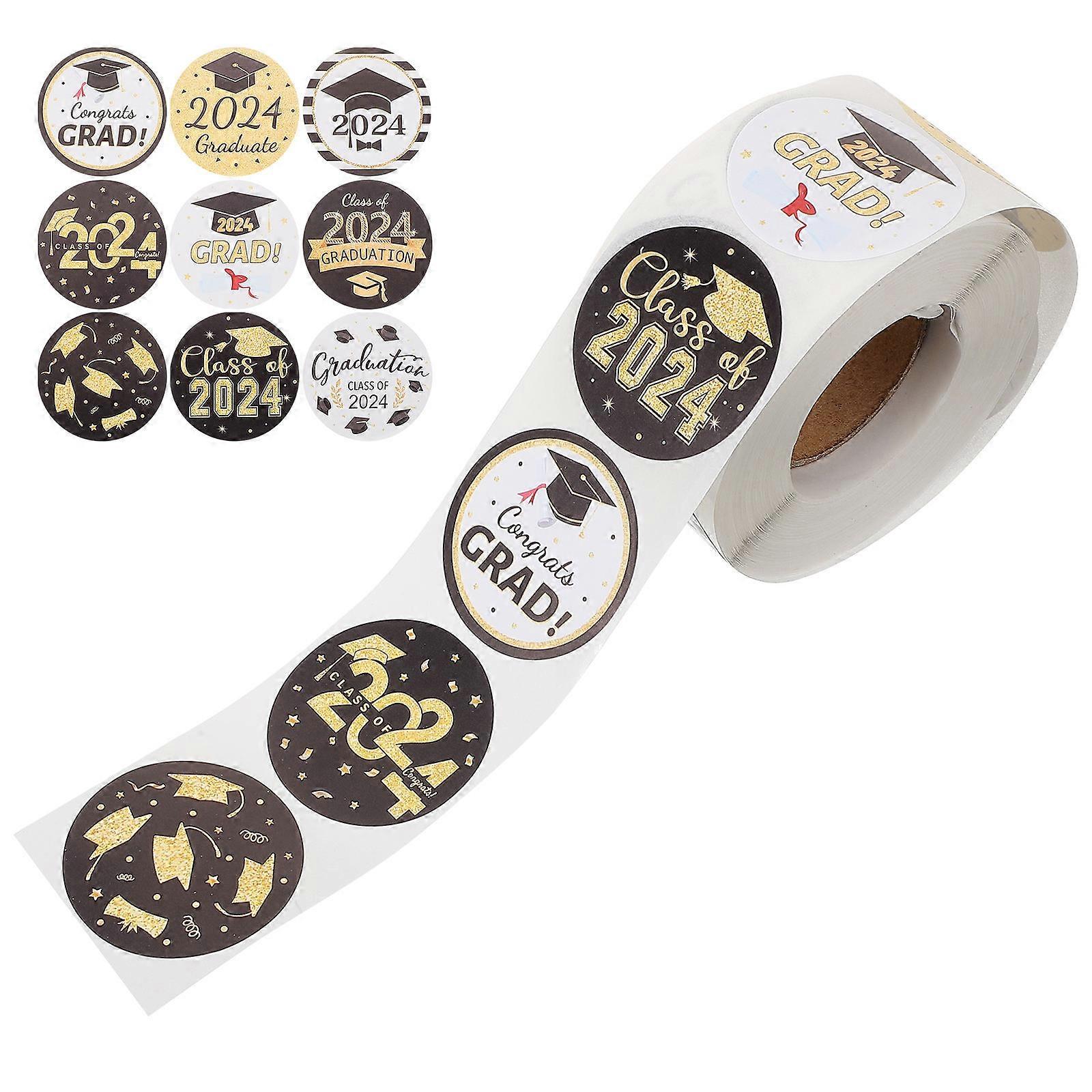 Graduation Sticker Round Decorative Stickers for Sealing 1 Roll