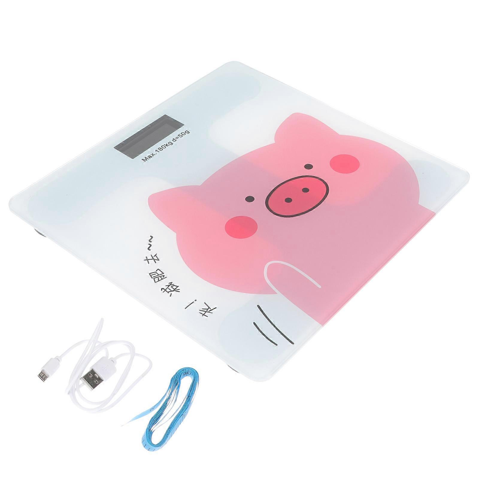 Cartoon Lovely Digital Weight Scale Household Use Bathroom High-Grade Tempered Glass Automatic Weighing 1Pcs