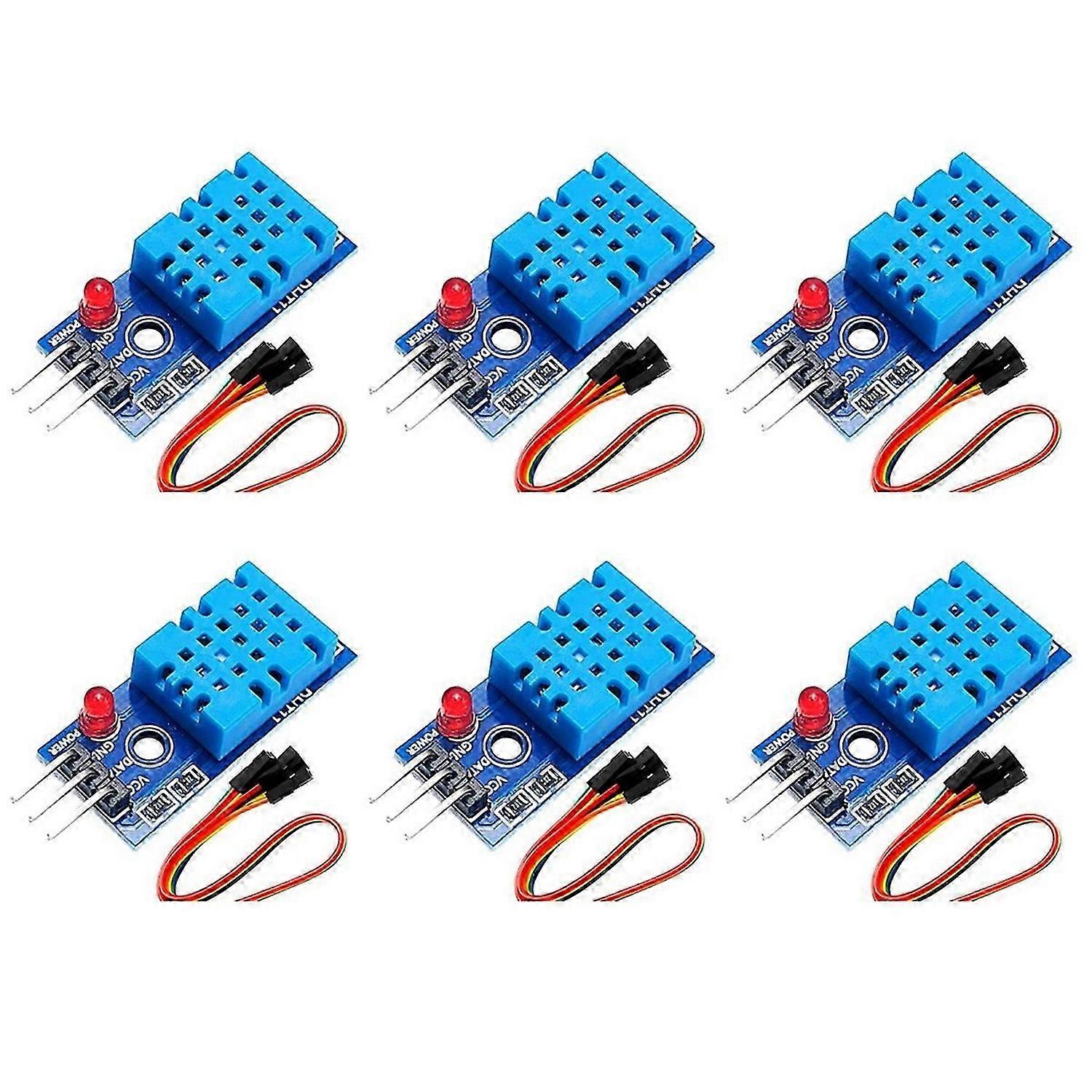 6 Set Temperature Humidity Sensor Module Digital Temperature Humidity Sensor 3.3V-5V with Wires,