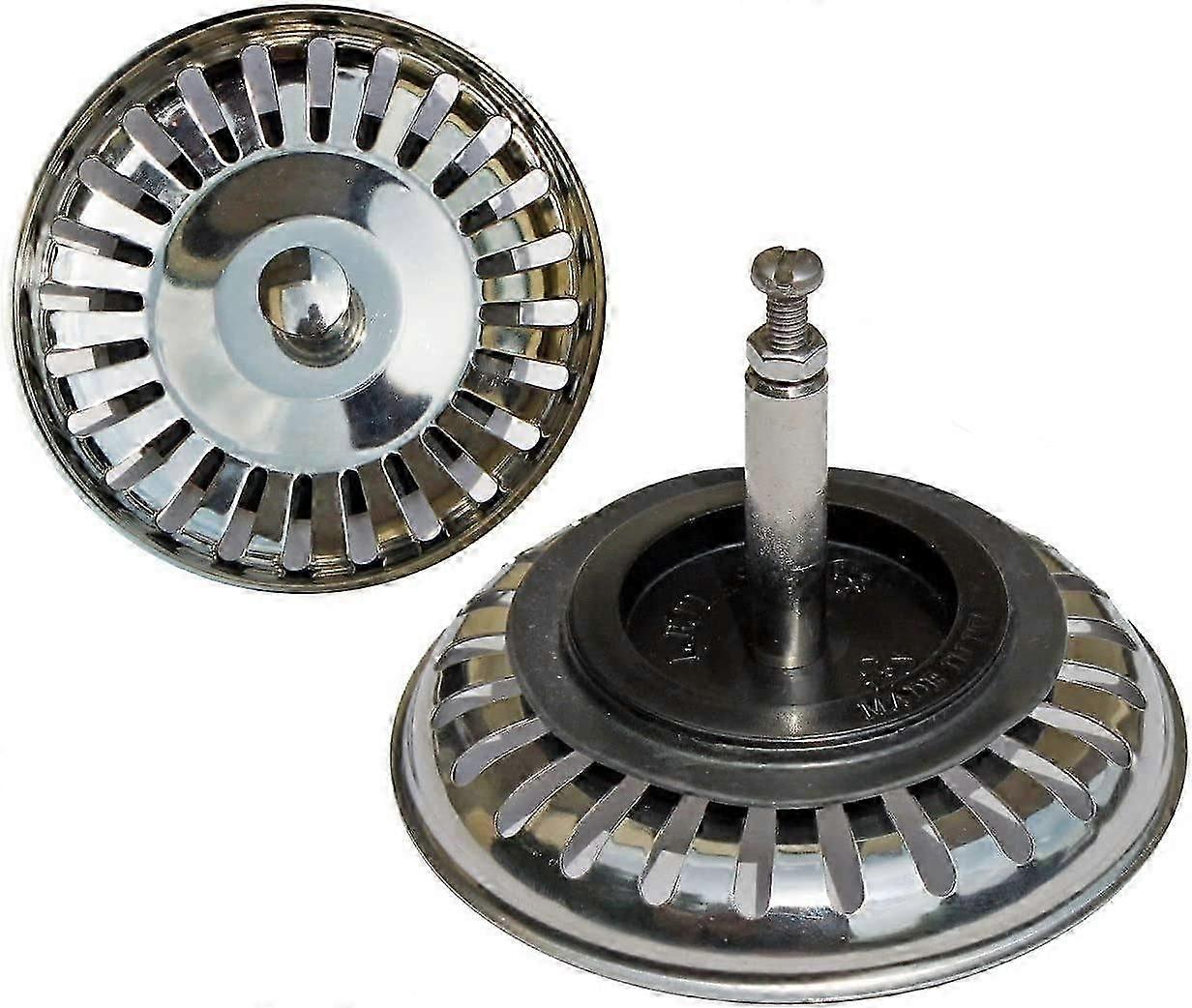 Universal basket strainer 7.6 cm (80 mm), for sink with offset control / Stainless steel
