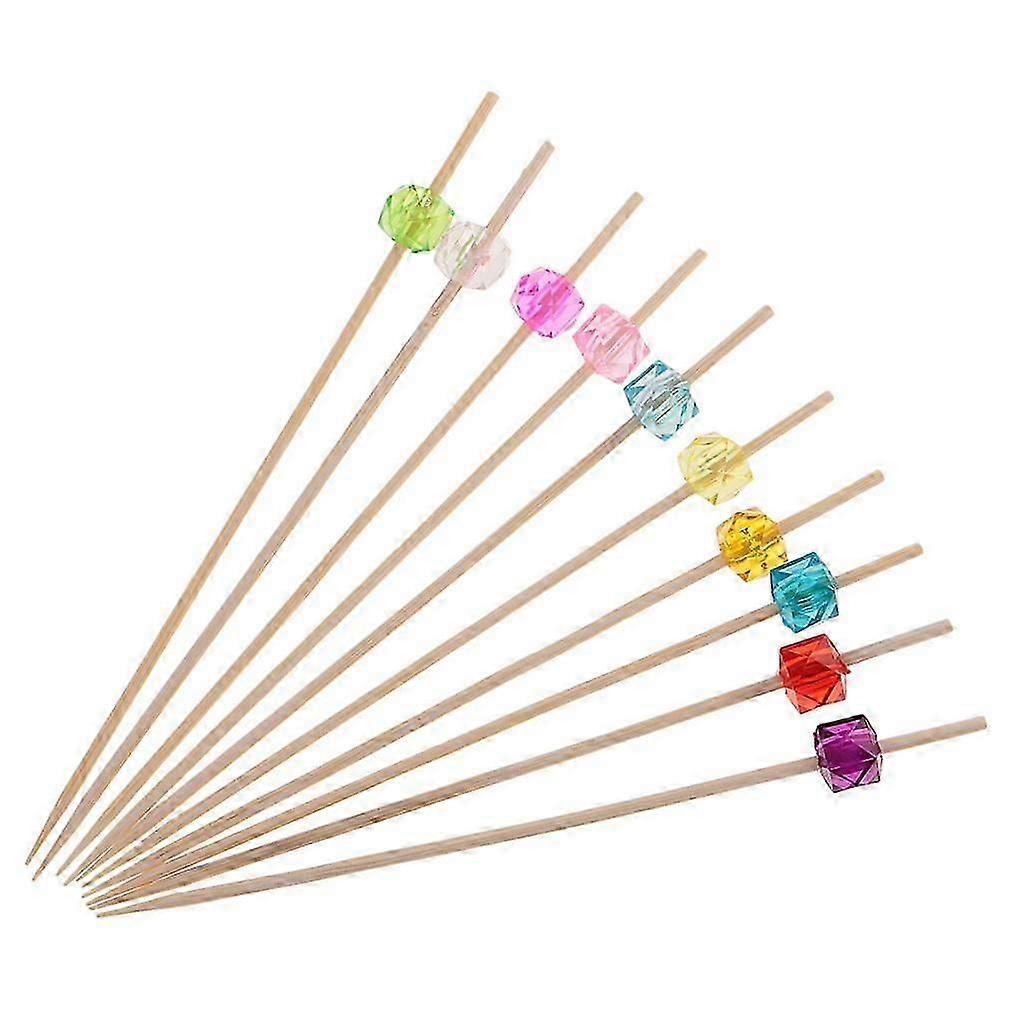 2x Pack Of 100 Acrylic Beads Bamboo Catering Paddle Finger Food Sticks Bbq