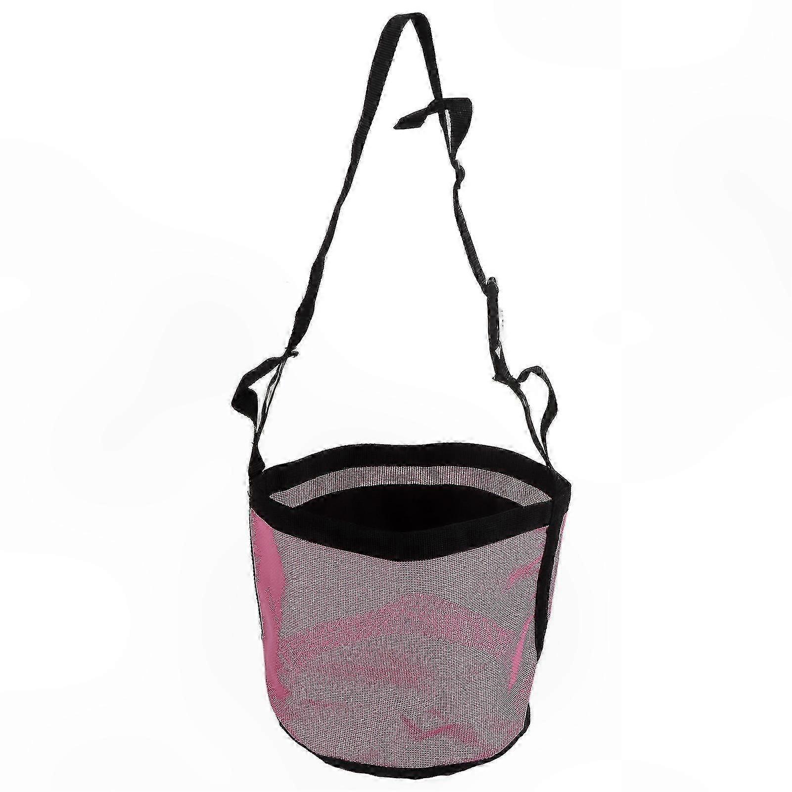 Adjustable Strap Feed Bag with Pink Mesh Nose Design for Horses