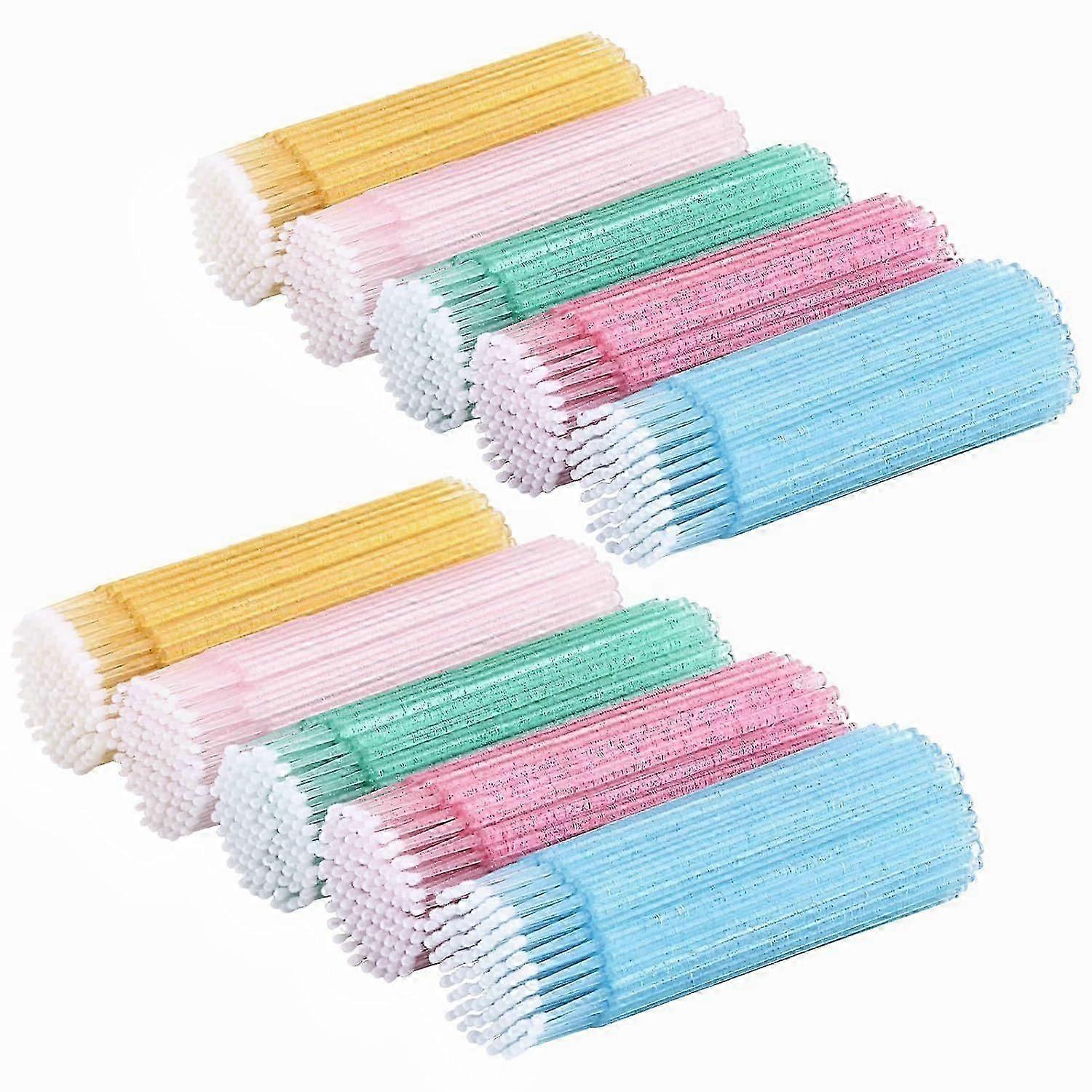 500-1000pcs Crystal Microbrushes for Eyelash Extensions with Colourful Spoolie Wands for Professional Use