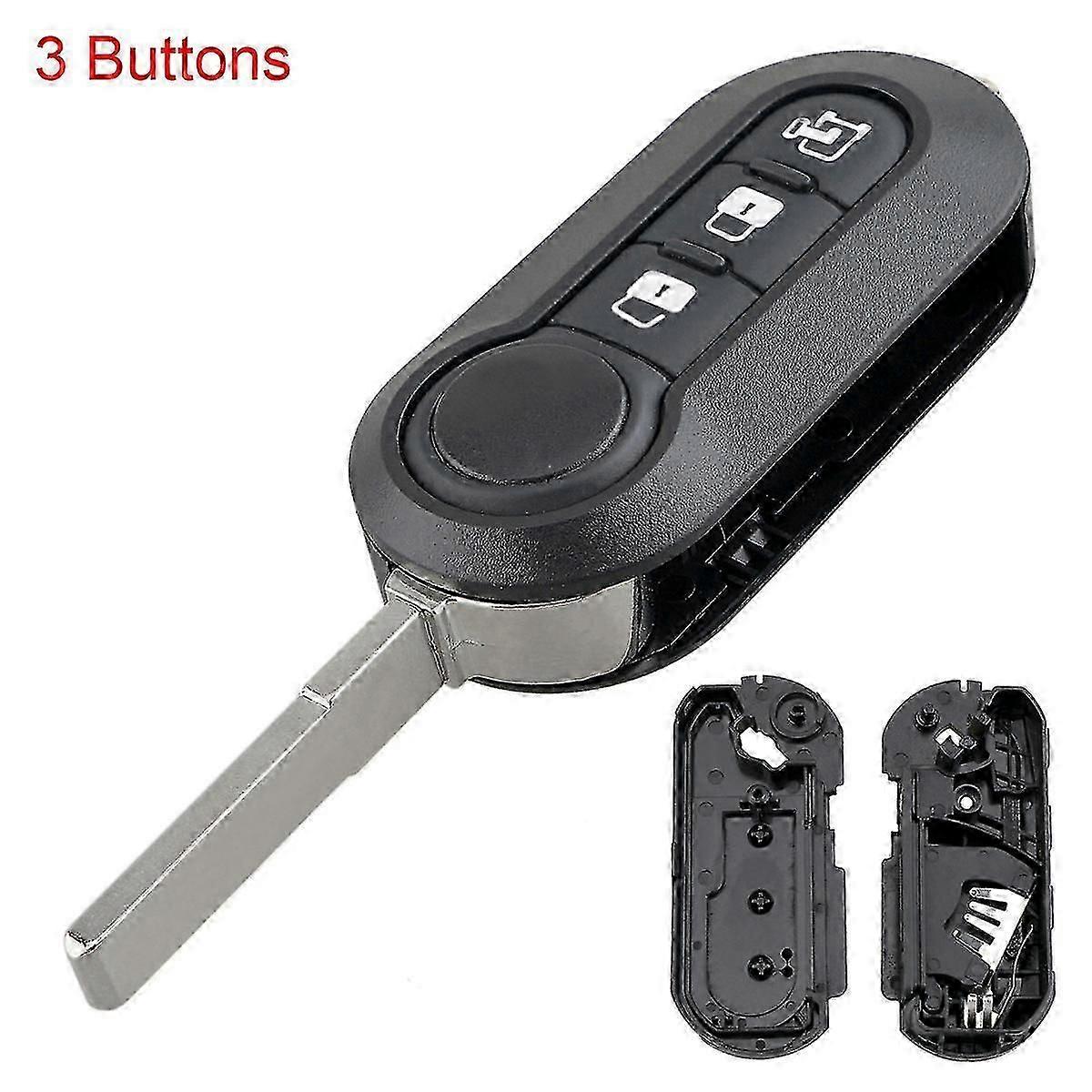 Foldable Car Key Remote Case for Fiat 500, 3 Buttons