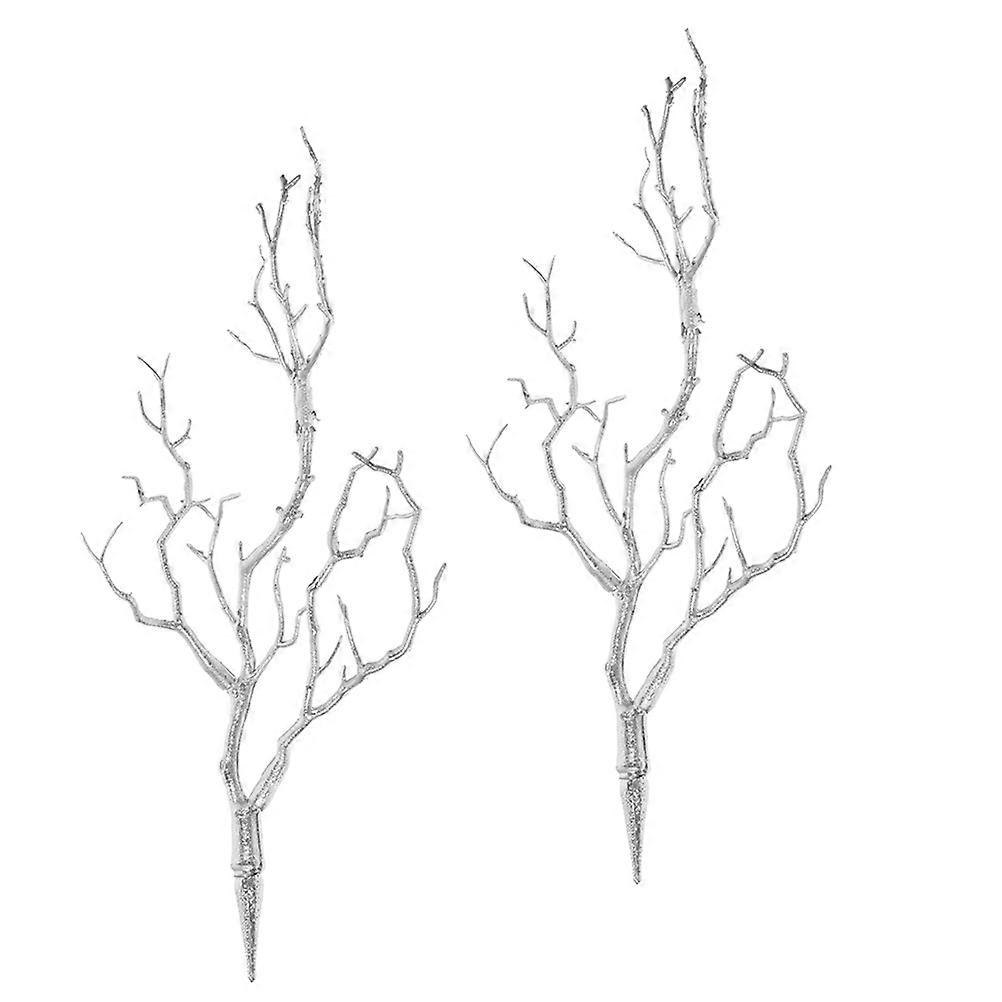 Simulated Branch Ornaments Plastic Tree Branches for Decor 6Pcs Silver
