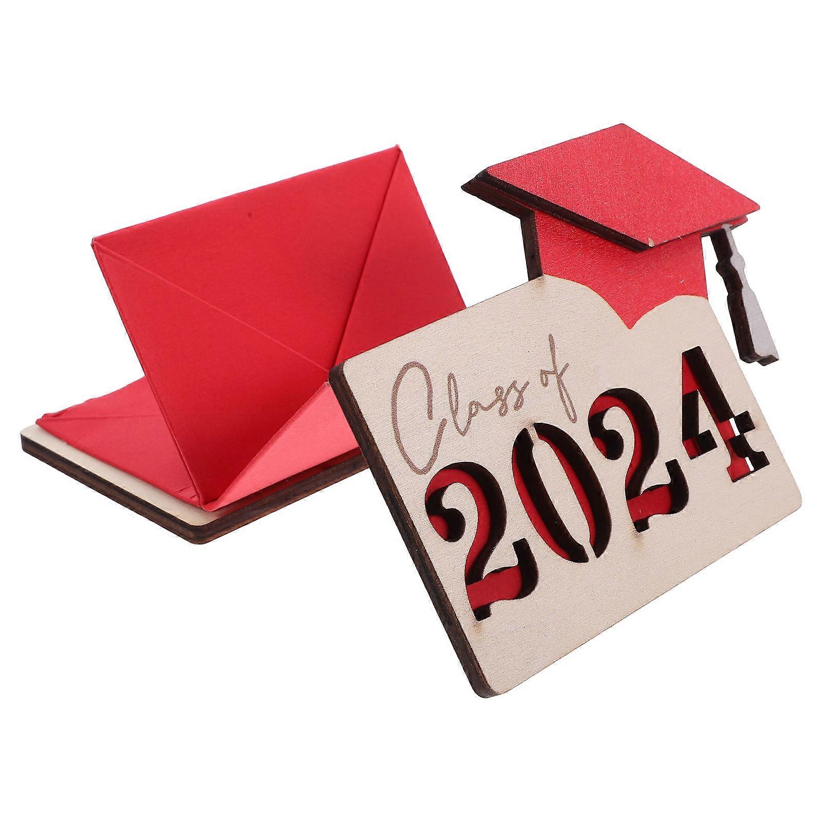 Wood Card Holder for Organize 2Pcs Foldable Graduation Card Container