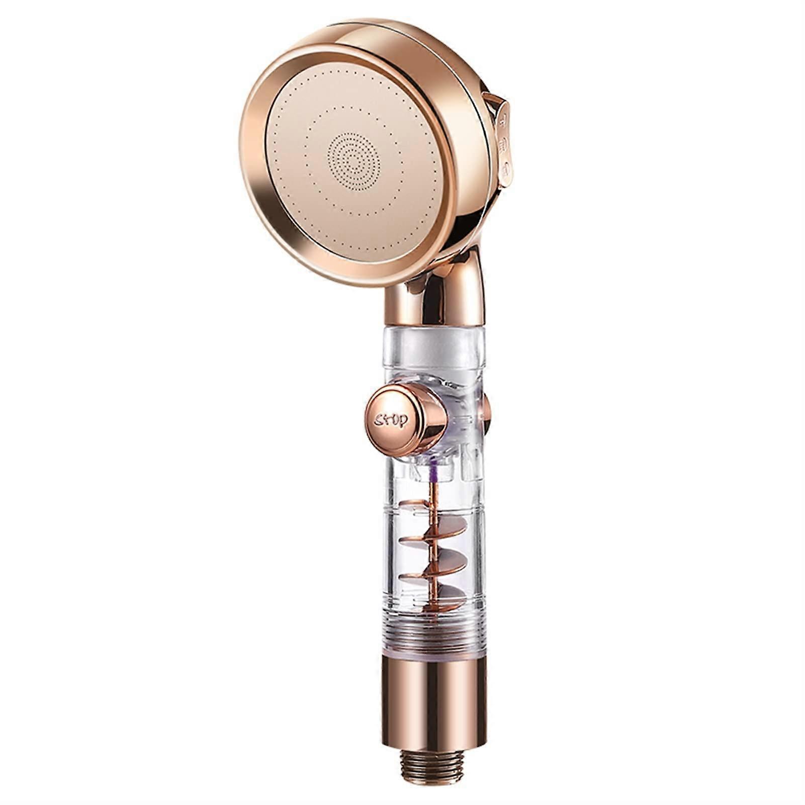 High-Pressure Shower Head - Three-Function Turbo Handle Spa Shower Head with Water-Saving Switch Button, Chrome Finish