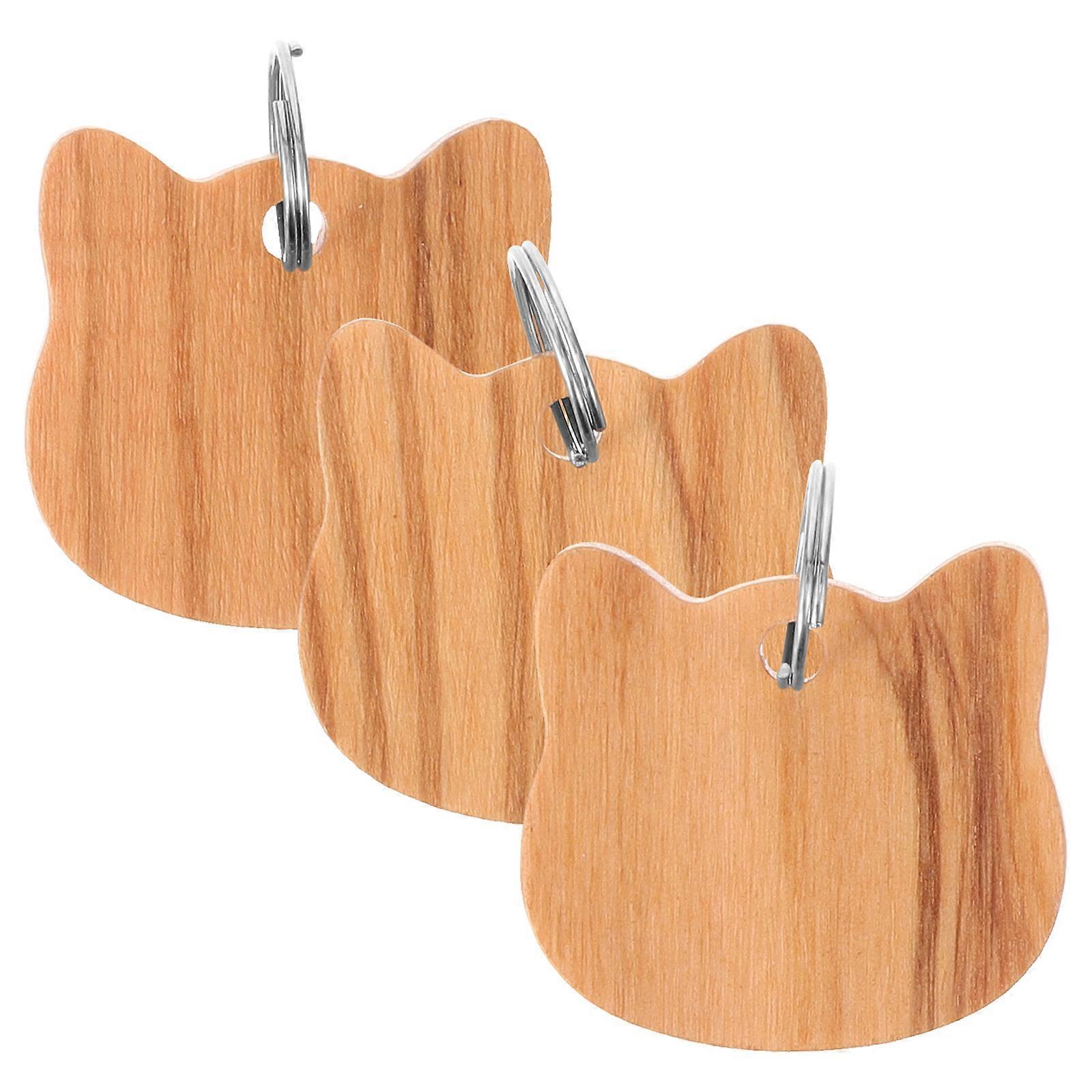6 Pcs Dog ID Tag Wooden Cat Head Shape For Daily Use Lost Prevention Perfect For Dogs And Cats