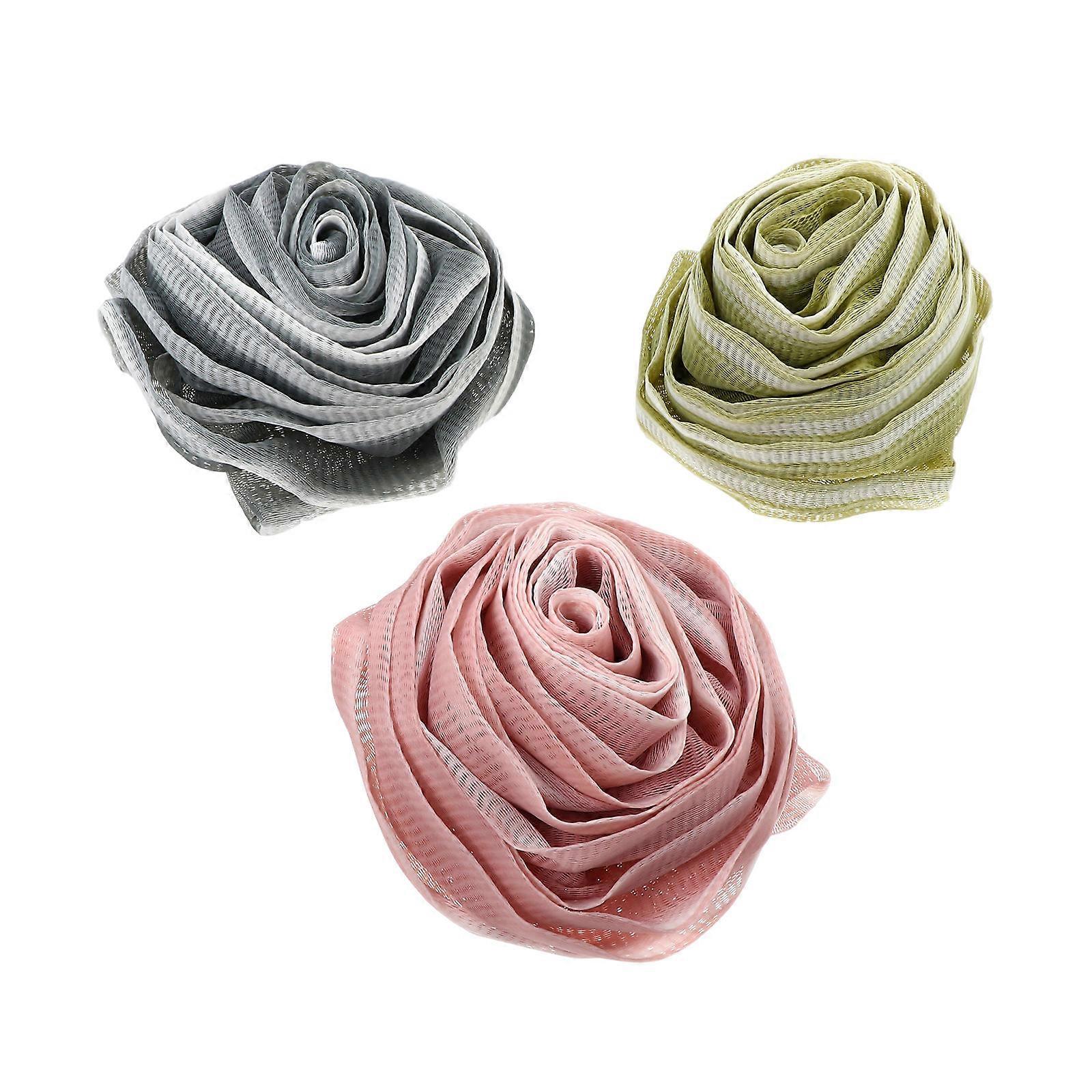 Mesh Pouf Rose Flower Shaped for Shower 6Pcs Assorted Shower Ball