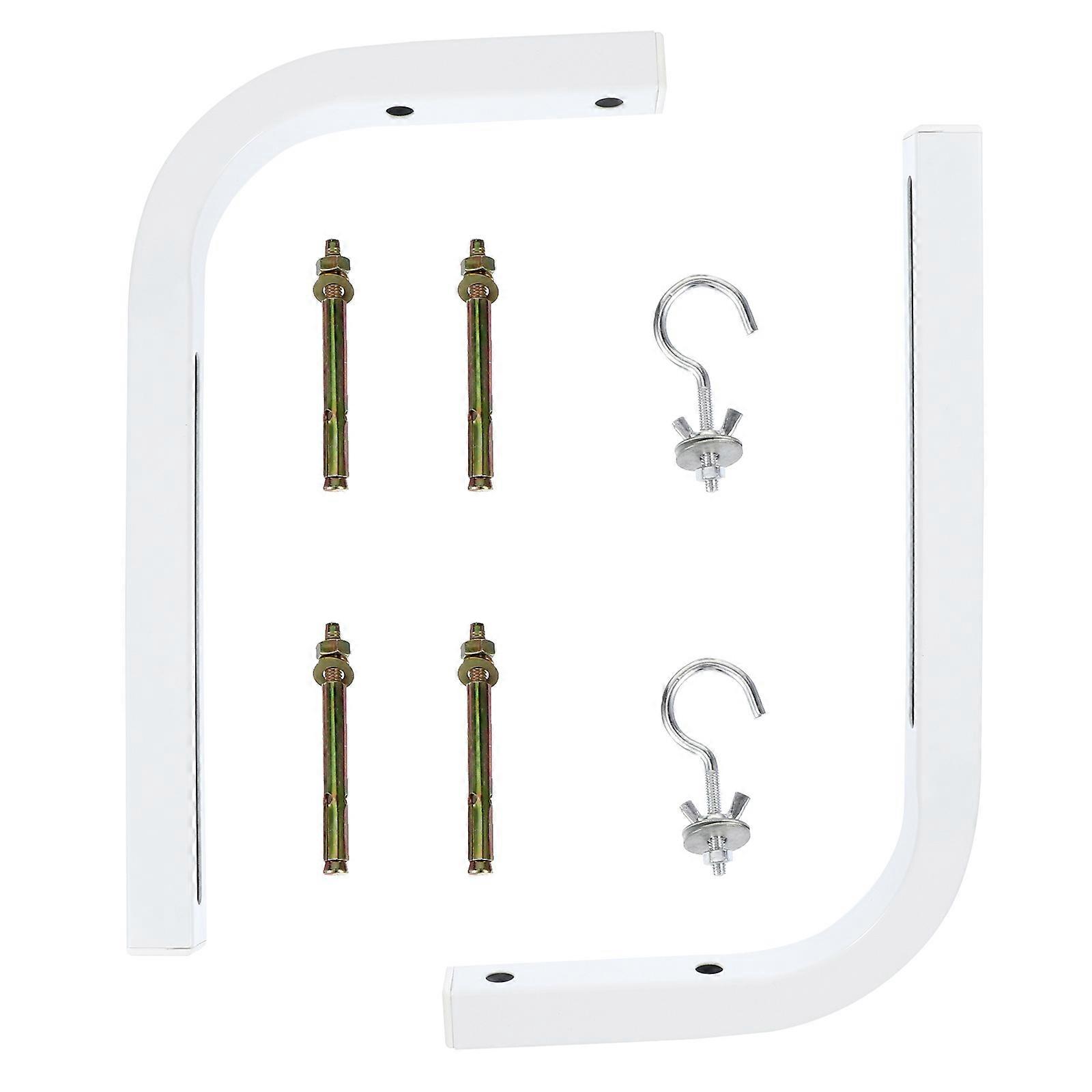 Iron Projector Screen L-Bracket Wall Mount with Hook 4Pcs White