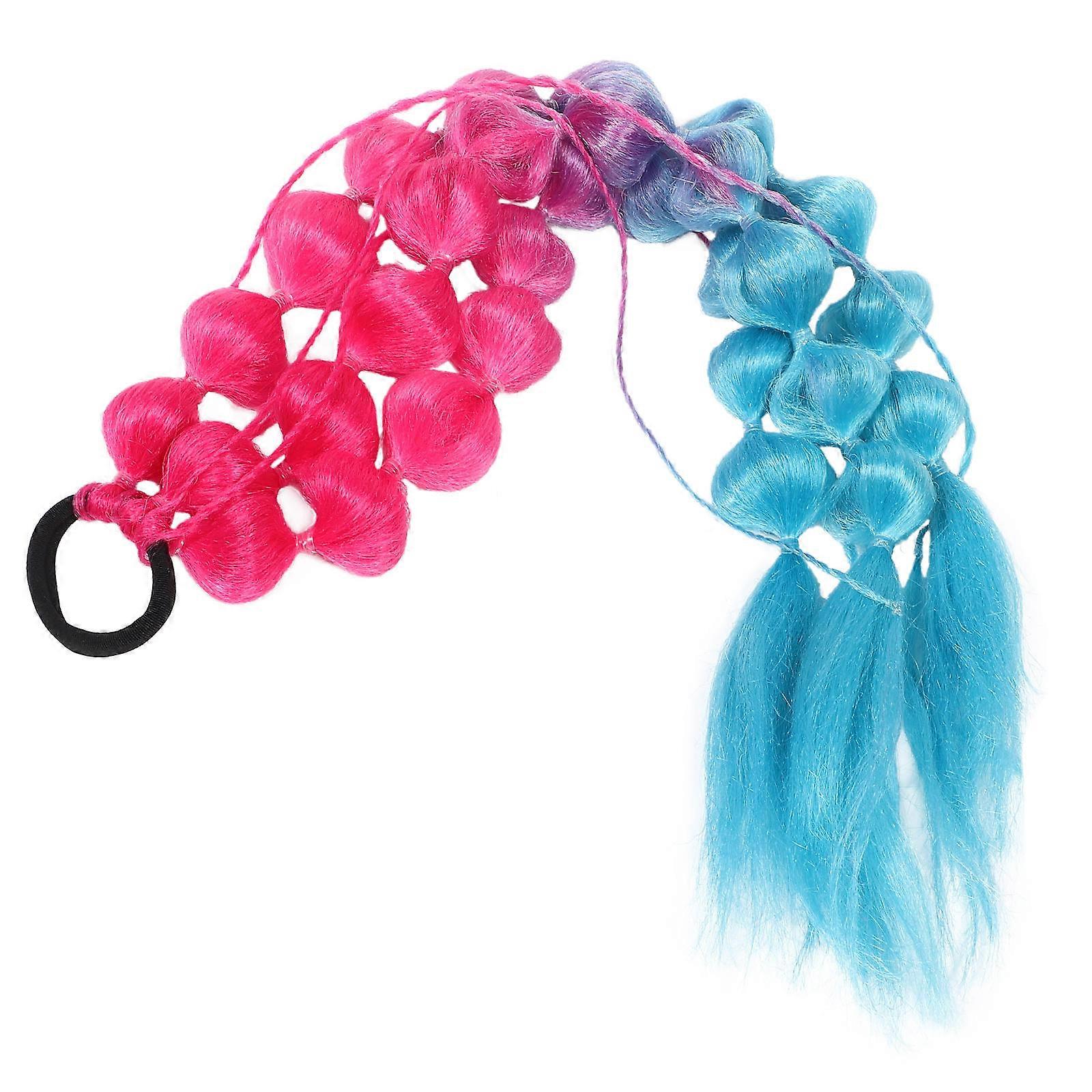 Lightweight Colored Hair Extensions Bubble Ponytail Extension 5Pcs for Kids Events