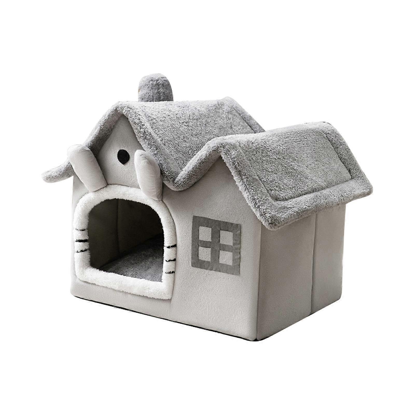 Washable Soft Cat Bed Cozy Nest AntiSlip Basket Kennel Grey Size Small Machine Washable