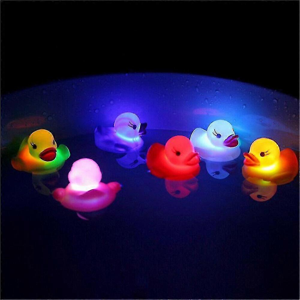 6x drăguț led-uri intermitent lumina plutitoare Duck Cada de baie de duș jucării de cauciuc pentru copil