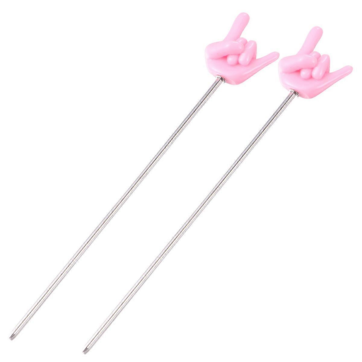 Baking Tool Cake Tester Stainless Steel for Cake Test 2Pcs Pink