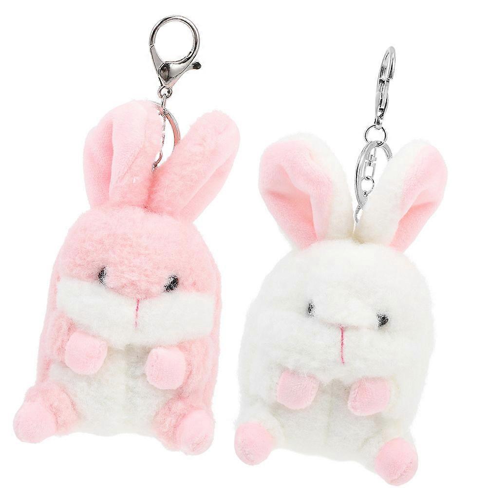 2Pcs Stuffed Animal Keychain Rabbit Shape Key Holder Assorted Color for New Year Wedding Birthday Party
