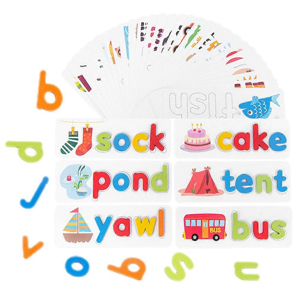 Educational Toy for Children Square Wooden Alphabet Puzzle Enhancing Spelling Practice 22.50X9.00X6.00CM 3 Sets