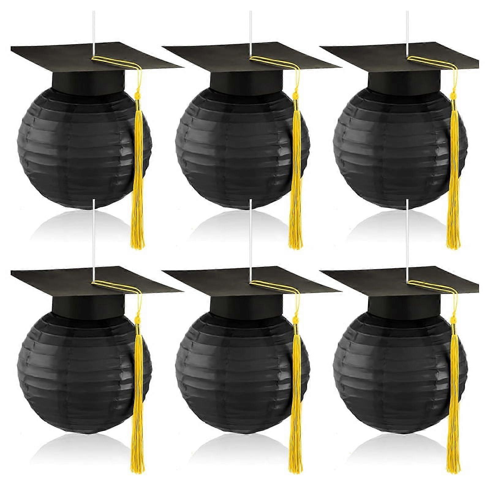 Graduation Cap Hanging Paper Lanterns Grad with Black Hat