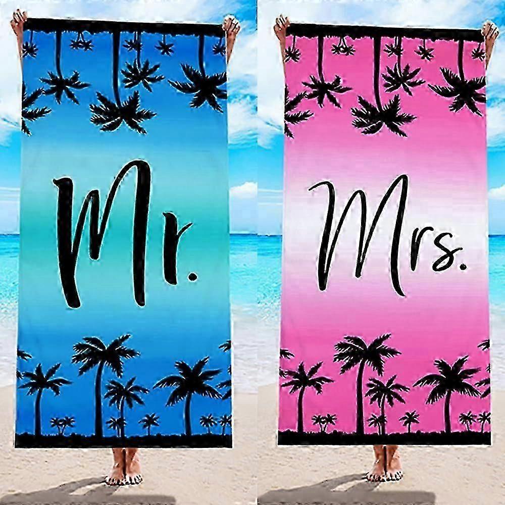 Mr and Mrs Beach Towels Set of 2 Microfiber Couples Beach Towels 2 Pack 27.5'x59' Thin