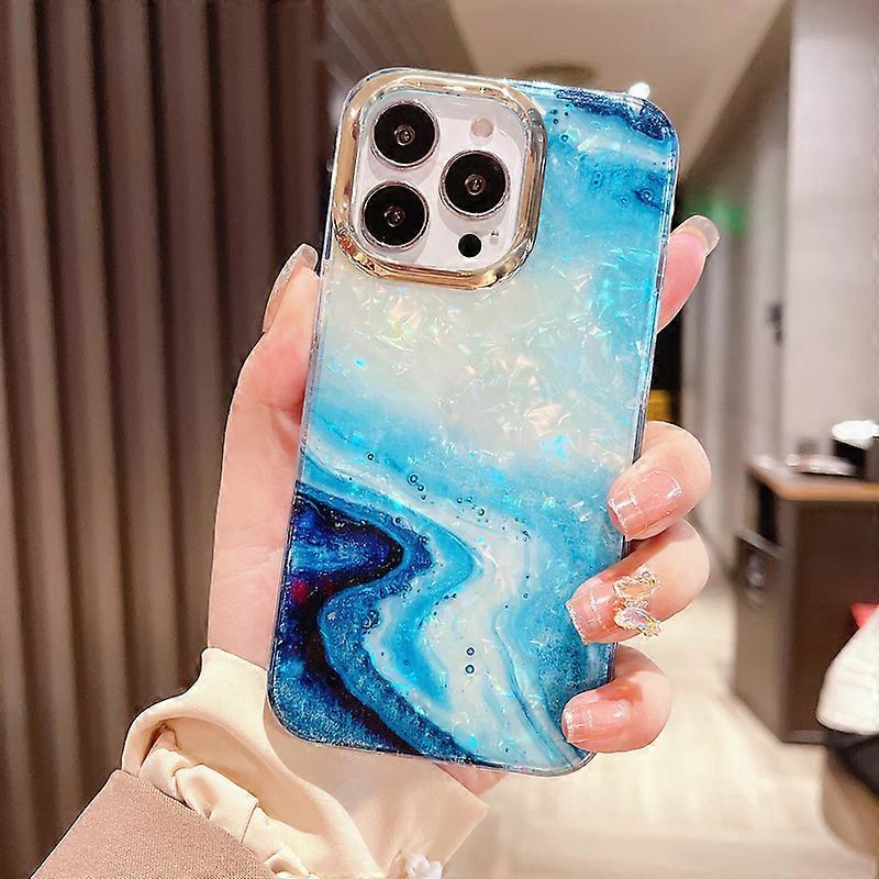 Luxury marble shell pattern phone case for compatible with iPhone 11 12 13 14 15 16 Pro Max soft shockproof bumper cover