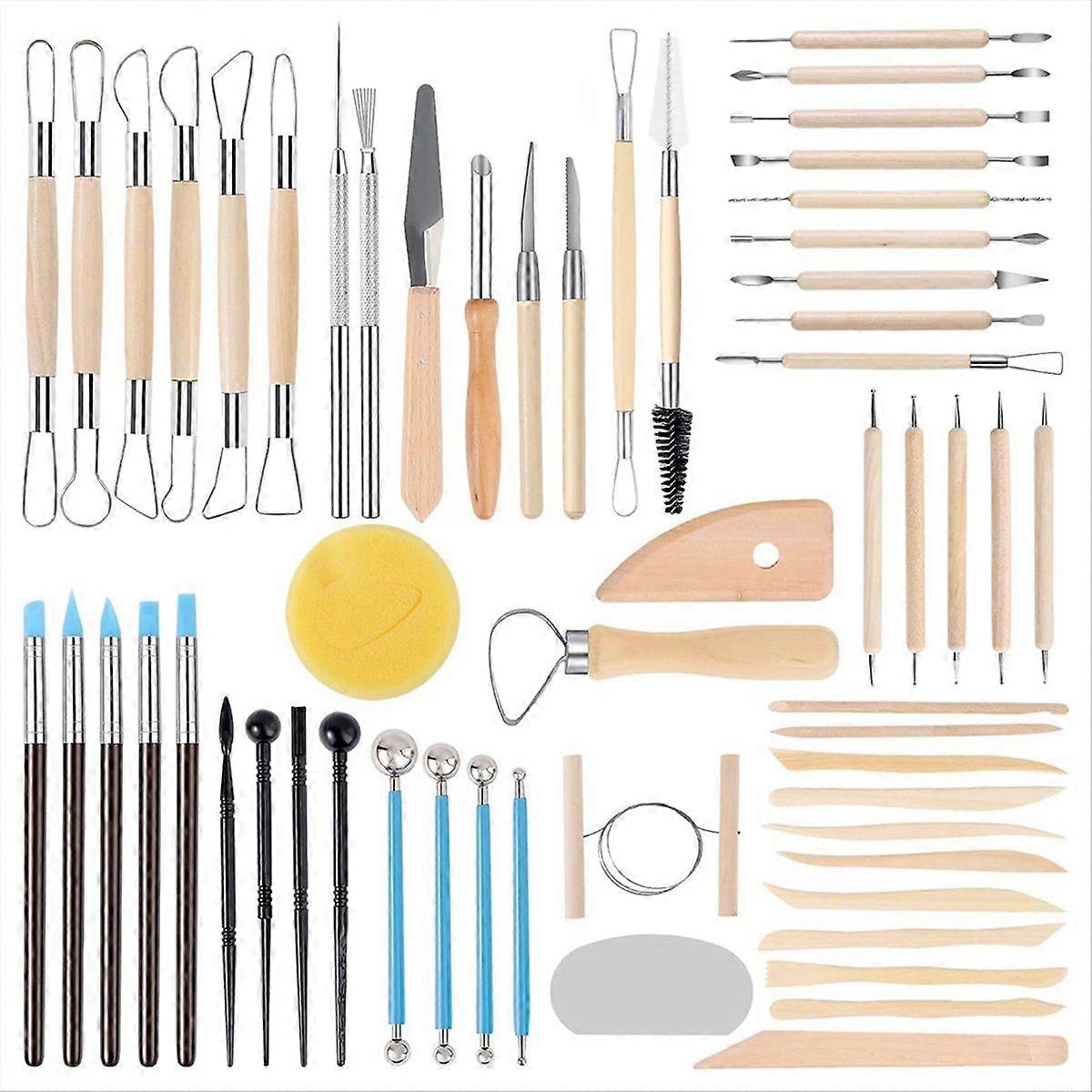 57PCS Pottery Sculpting Tools Set for Ceramic Clay Carving, Art Crafts, School Projects
