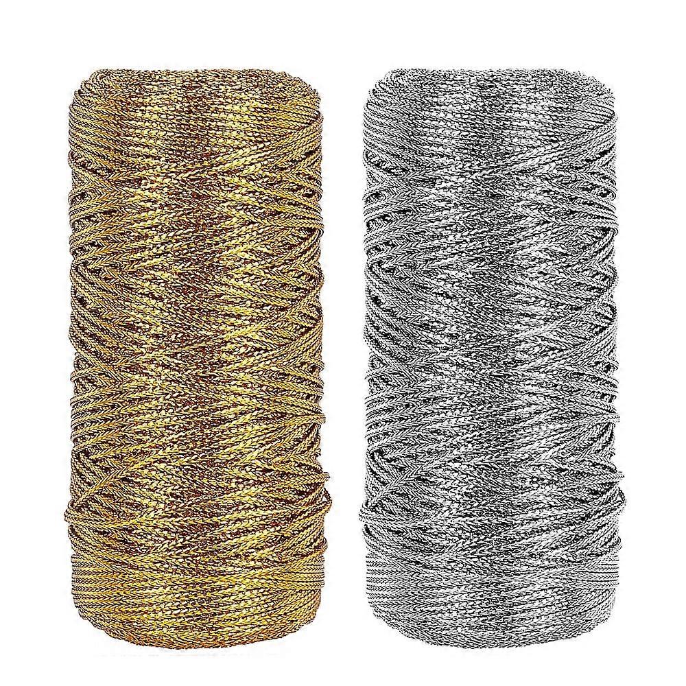 2rolls Polyester Metallic Cord for Jewelry Making Mixed Color 1.5mm about 100m/roll 2 colors 1roll/color