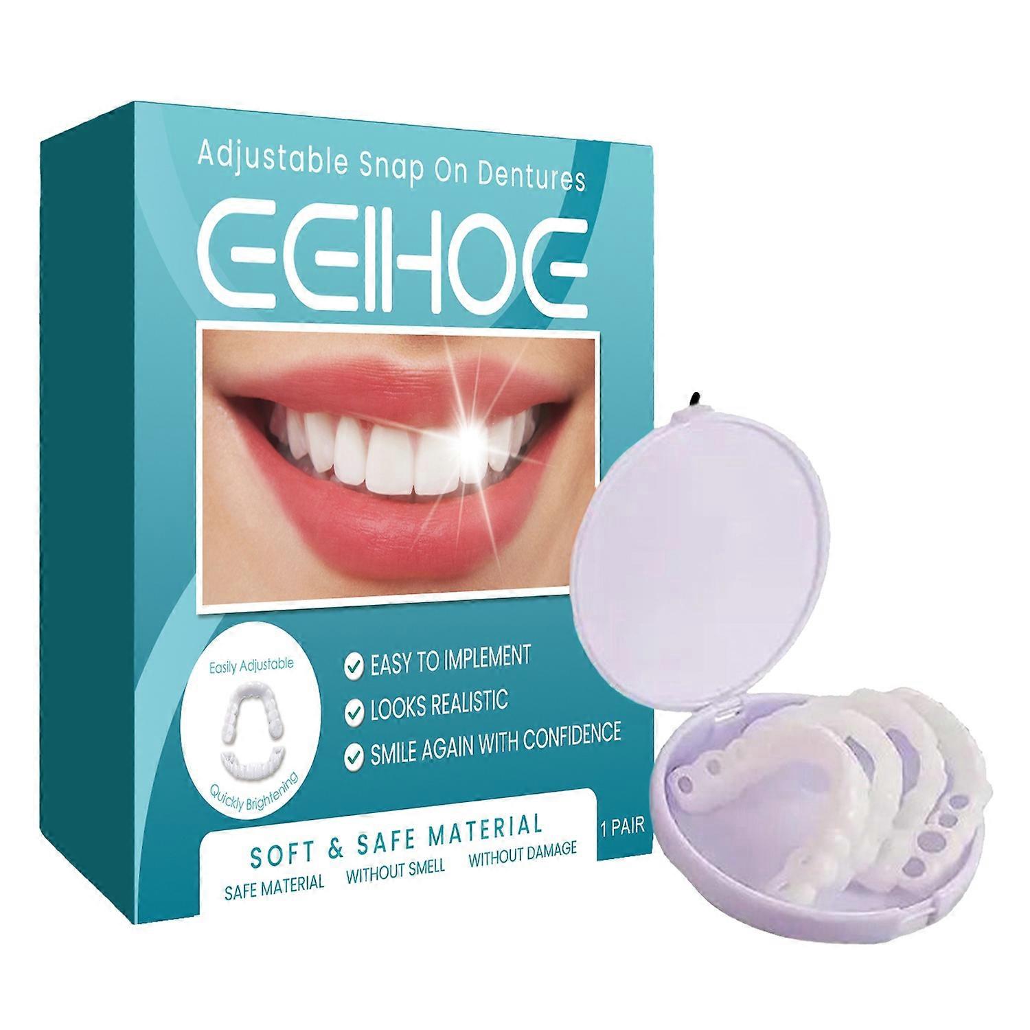 1-6PCS EELHOE EEA07-A022-1-GN 1 Pair Adjustable Snap On Dentures Temporary Fake Teeth Orthodontic De