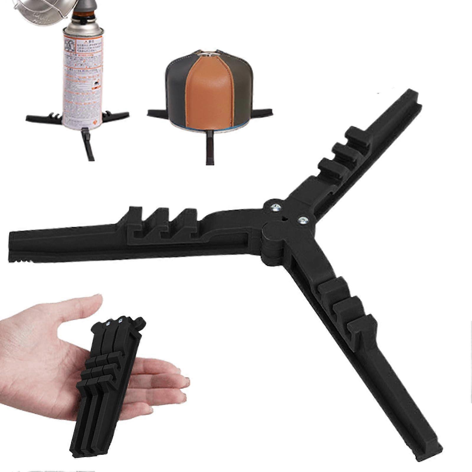 Camping Tank Bracket Triangle Folding Can Stove Shelf Tripod Fixing Holder Portable Base For Picnic Outdoor Hiking Black