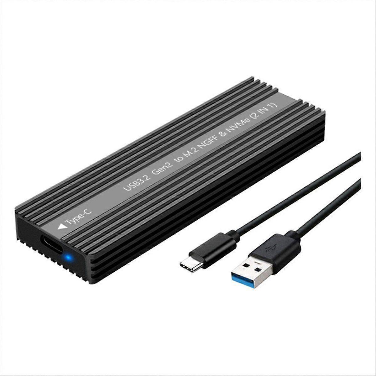 M.2 SSD Enclosure USB 3.2 Type-C Metal Case with Heat Dissipation Supports /NVMe Dual Protocol Hard