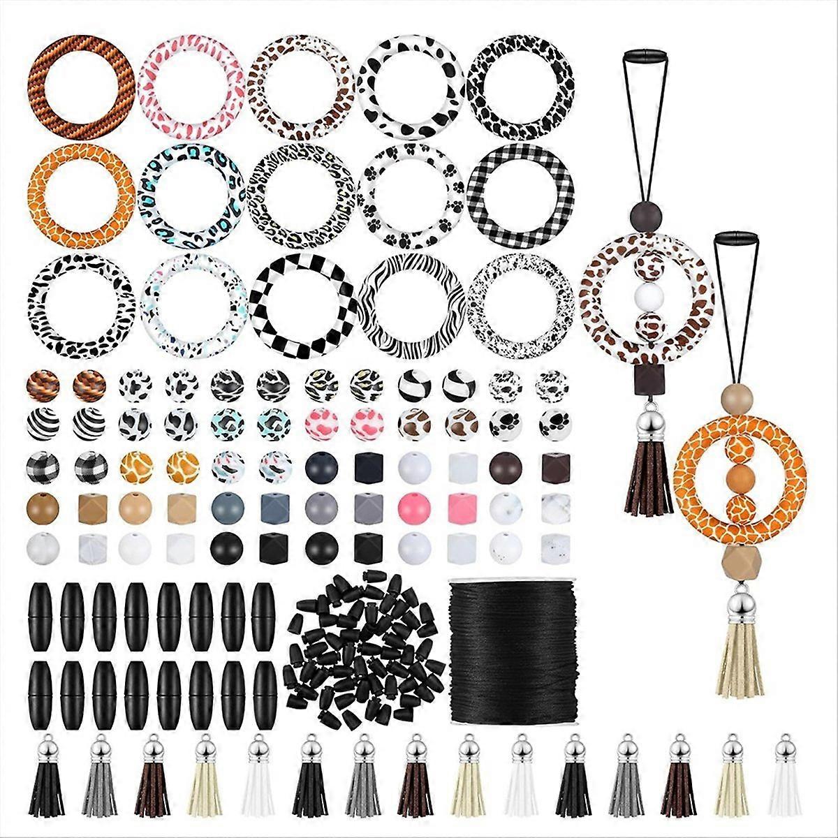 Silicone Beadable Rings Making Kits, for DIY Pendant
