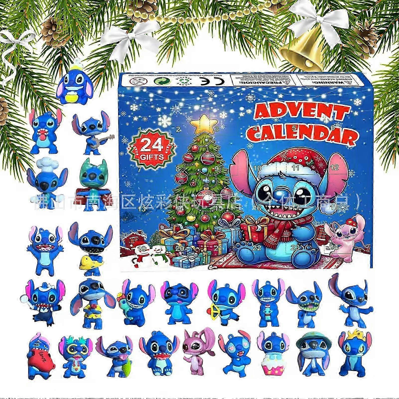 2025 Stitch Starling Christmas Advent Calendar Blind Box 24 Halloween Countdown Anime Blind Box Small Size Dolls [Full Soft Rubber jkw
