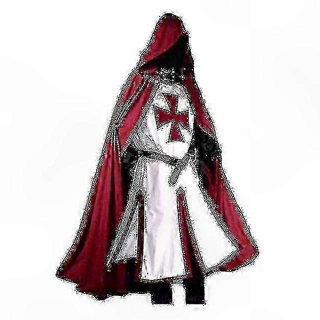 Men's Medieval Crusader Knight Costume with Templar Design